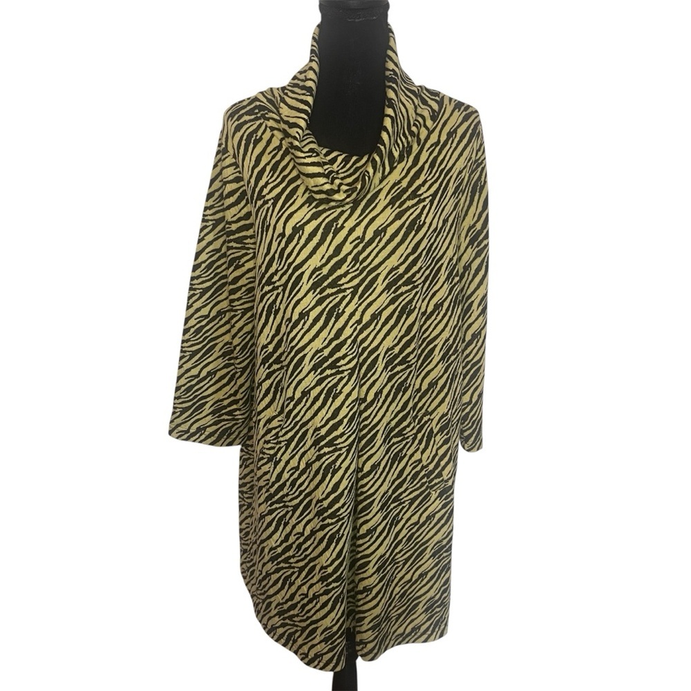 Women's Tyler Boe Dress Cowl Neck With Pockets Tiger Stripe Sz XL Midi Animal